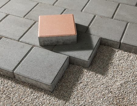 pedestrian path with paver bricks. Sidewalk pavement pedestrian path with paver bricks. Sidewalk pavement